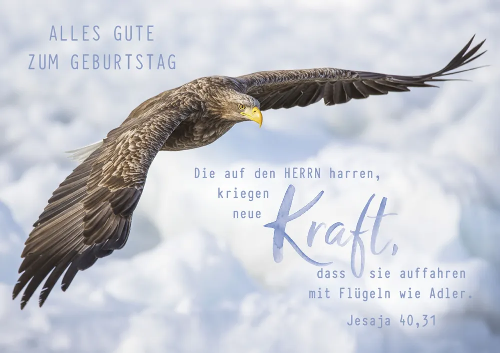 Faltkarte neue Kraft (zum Geburtstag) - Jesaja 40,31