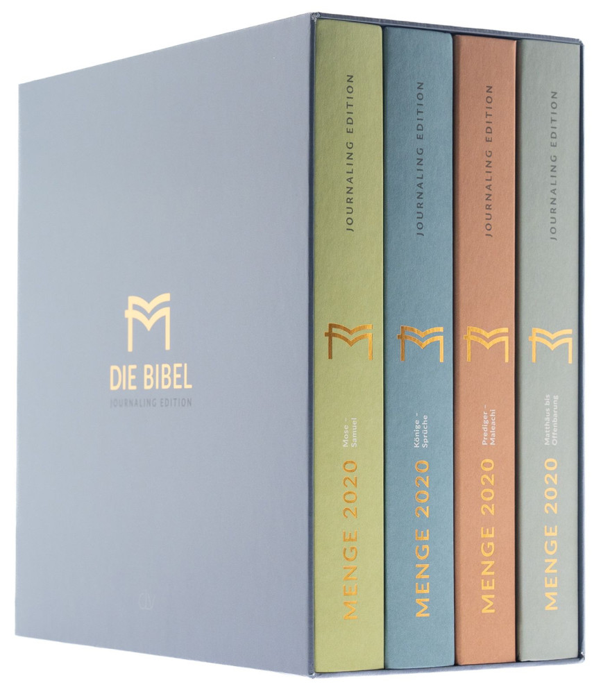 Bibel Menge 2020, Schreibrand - 4 Bände im Schuber (3 AT-Bände und 1 NT-Band) - Journaling Edition