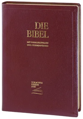 Allemand, Bible Schlachter 2000 d'étude de poche avec parallèles - fibrocuir, tranches or, grenat
