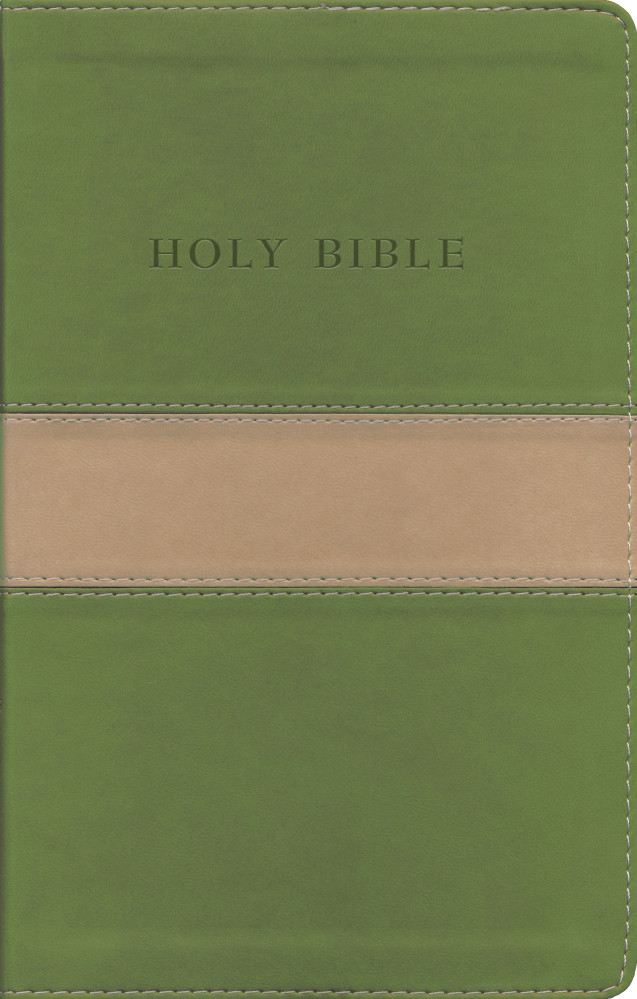 Anglais, Bible King James Version, moyen format, gros caracteres, duo beige/olive, tranche or