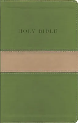 Anglais, Bible King James Version, moyen format, gros caracteres, duo beige/olive, tranche or