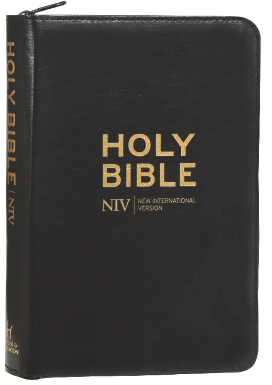 Anglais, Bible NIV, poche, similicuir, noir, femeture éclair