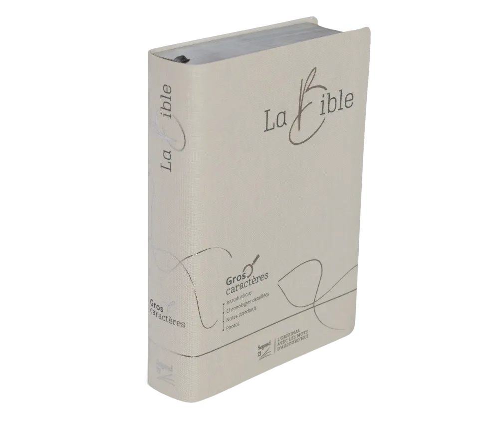 Bible Segond 21, gros caractères - couverture souple en toile blanche, tranche argentée