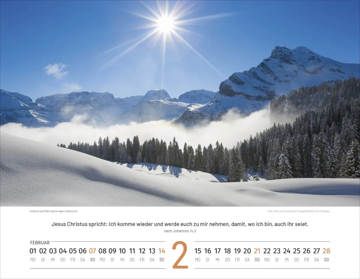 Calendrier Paysages Suisses - Allemand, Calendrier mural