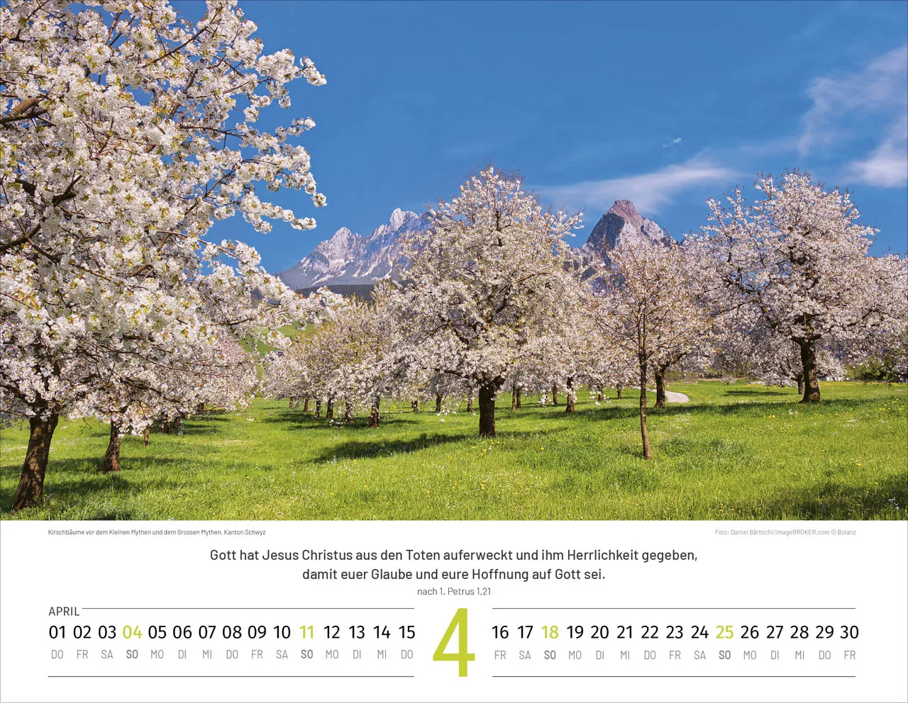 Calendrier Paysages Suisses - Allemand, Calendrier mural