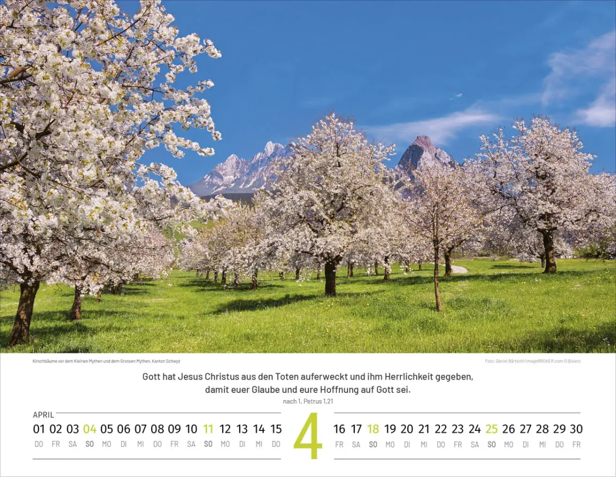 Calendrier Paysages Suisses - Allemand, Calendrier mural