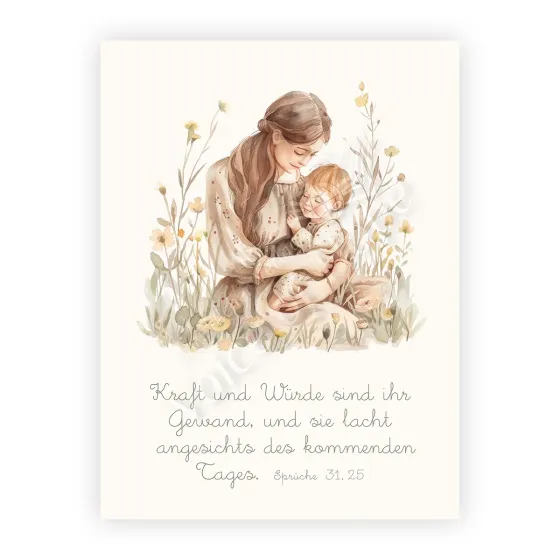 Wandbilder - Mama & Kind groß (Sprüche 31,25) - 30x40 cm