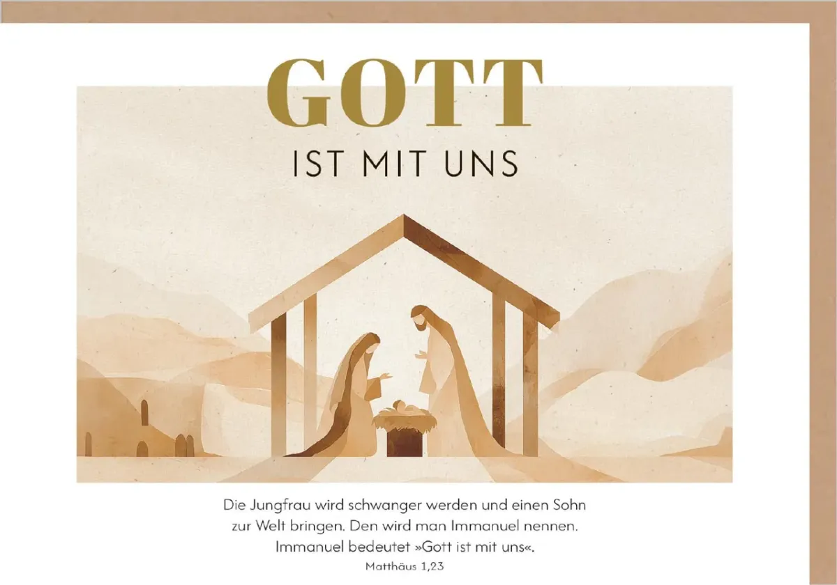Faltkarte Gott ist mit uns - Matthäus 1.23
