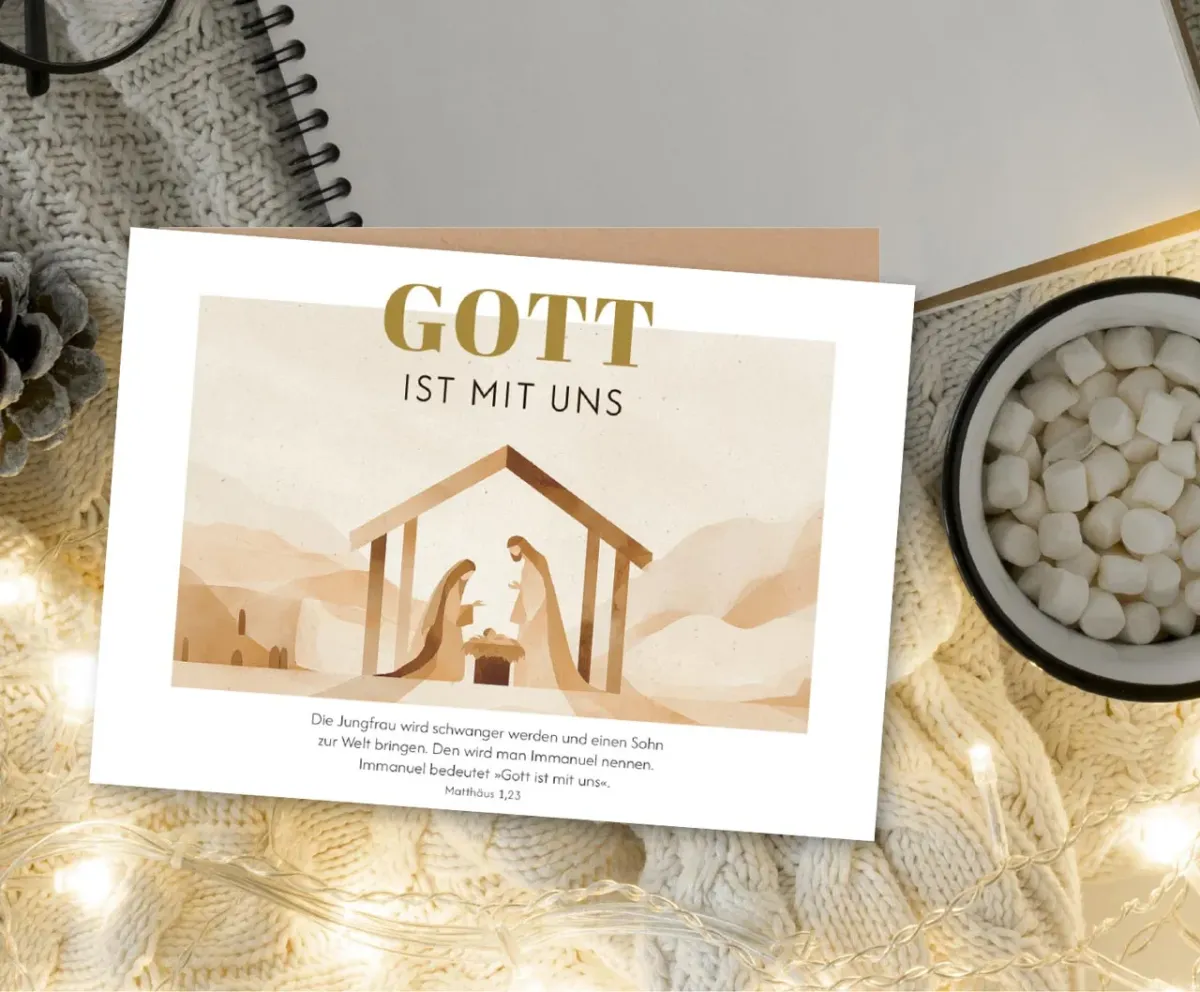 Faltkarte Gott ist mit uns - Matthäus 1.23