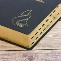 Bible d'étude Segond NEG MacArthur, noire - couverture souple, cuir véritable, tranche or, avec...