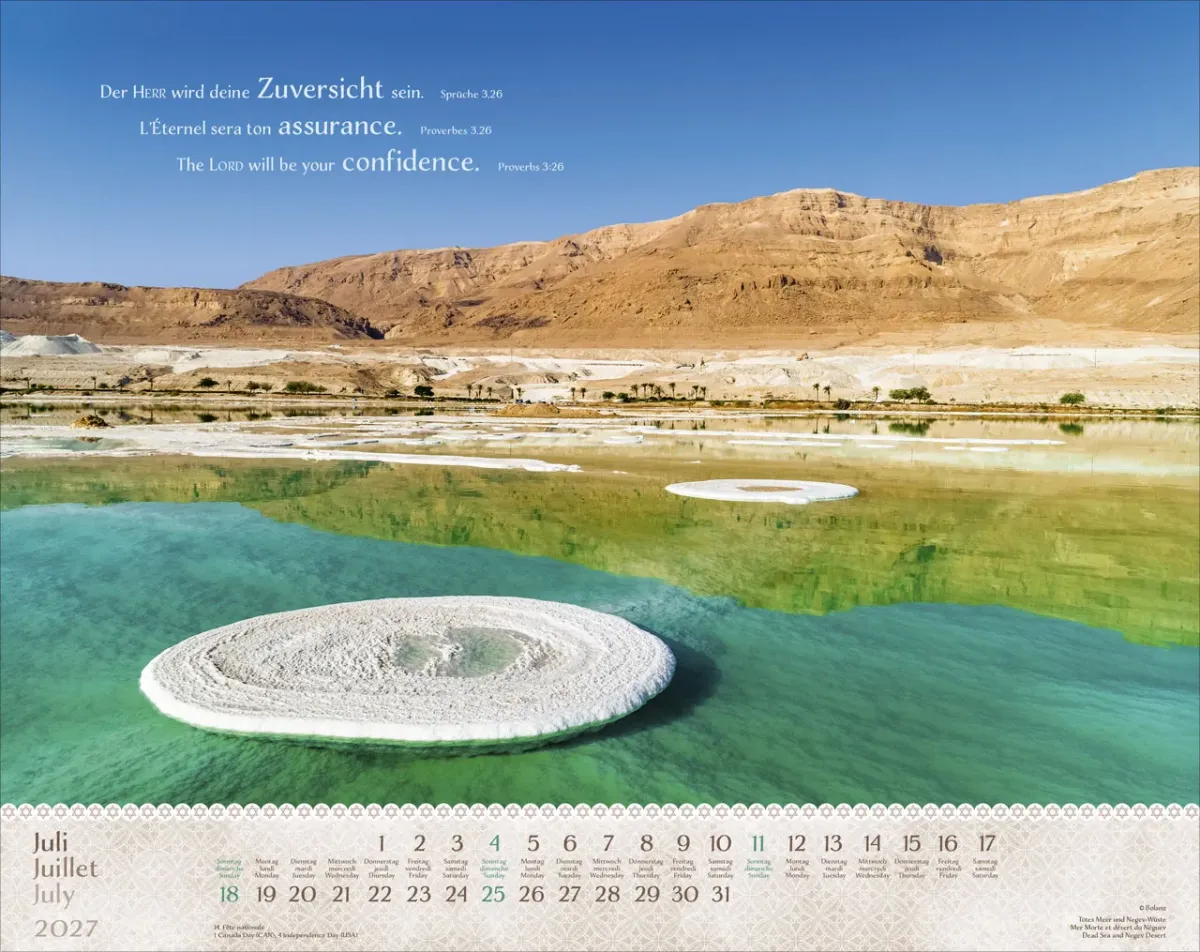 Calendrier Israël Merveilles, trilingue: français, allemand, anglais - Mural