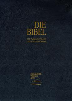 Allemand, Bible Schlachter 2000, étude, flexible, cuir de boeuf, tr. or, noir