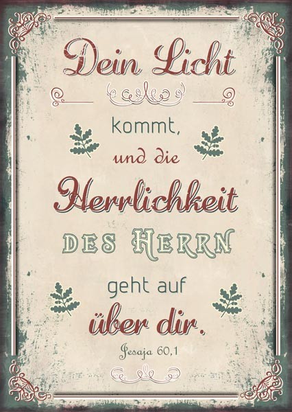 Pk Dein Licht kommt und die Herrlichkeit 12 Stück - Postkarte