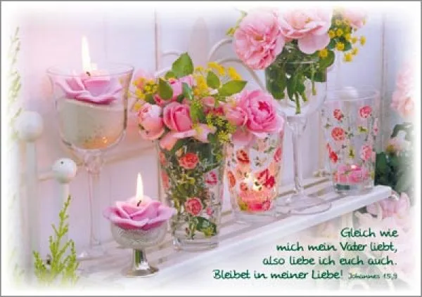 Doppelkarte Rosen auf dem Regal