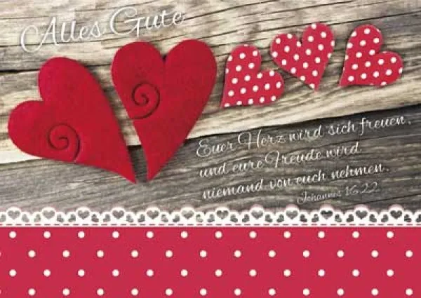 Doppelkarte Geburtstag Rote Herzen
