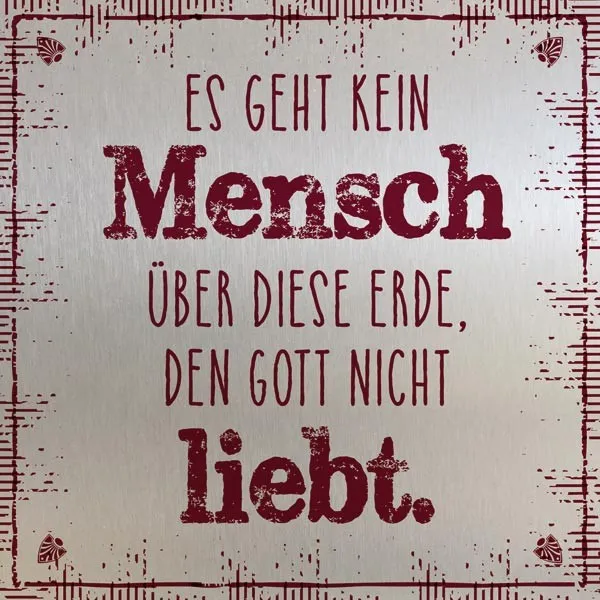Metalltafel Gott liebt dich - 13 x 13 cm