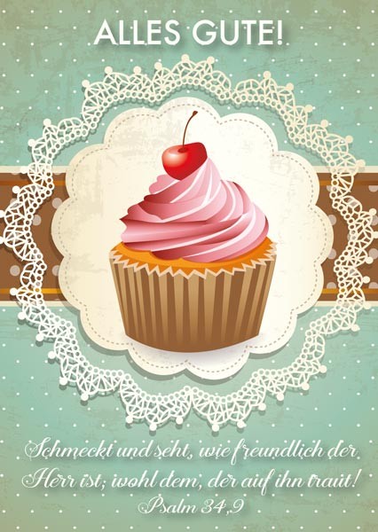 PK ALLES GUTE! VINTAGE MUFFIN 12 STÜCK - POSTKARTE