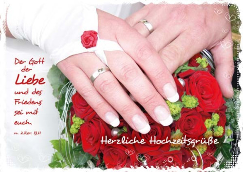 Doppelkarte Hochzeit Hände mit Ringen