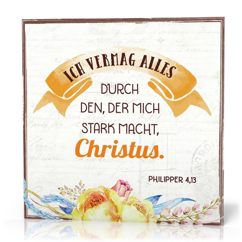 Metalltafel Ich vermag alles - 13 x 13 cm