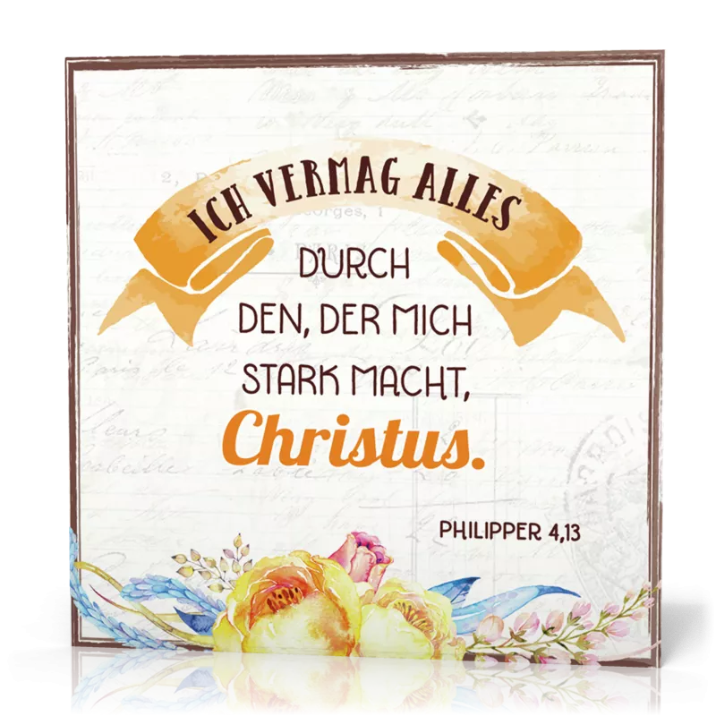 Metalltafel Ich vermag alles - 13 x 13 cm