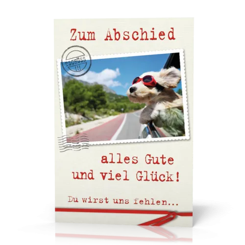 Doppelkarte Abschied Hund mit Brille PG11