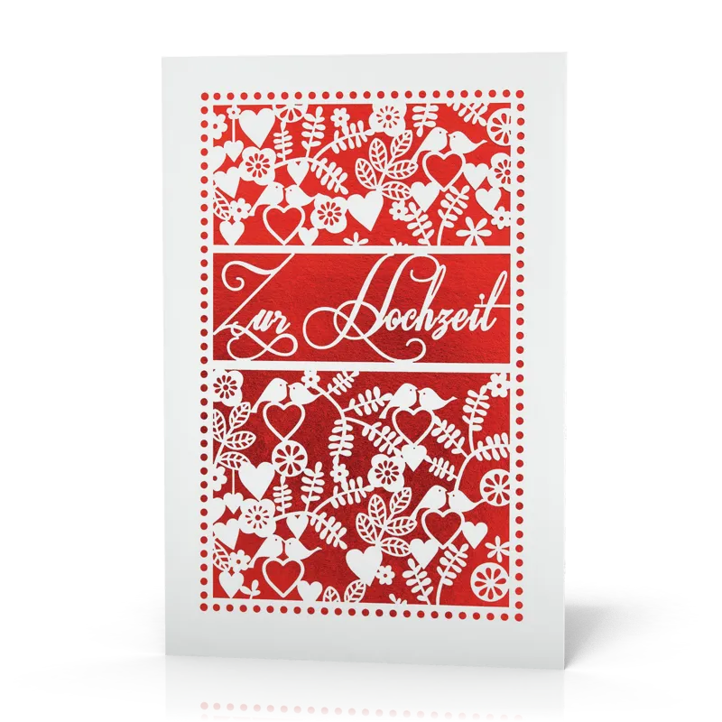 Doppelkarte Gestanzt roter Hintergrund PG6