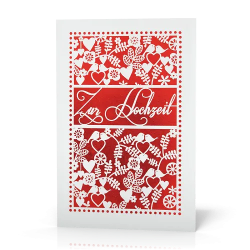 Doppelkarte Gestanzt roter Hintergrund PG6