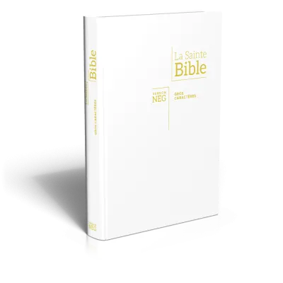 Bible Segond NEG, gros caractères, blanche - Couverture souple en Vivella, tranche or