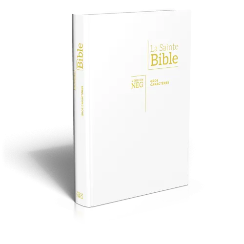 Bible Segond NEG, gros caractères, blanche - Couverture souple en Vivella, tranche or