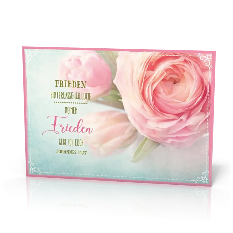 PK Frieden hinterlasse ich euch/rosa Ros - 12 Stück - Postkarte