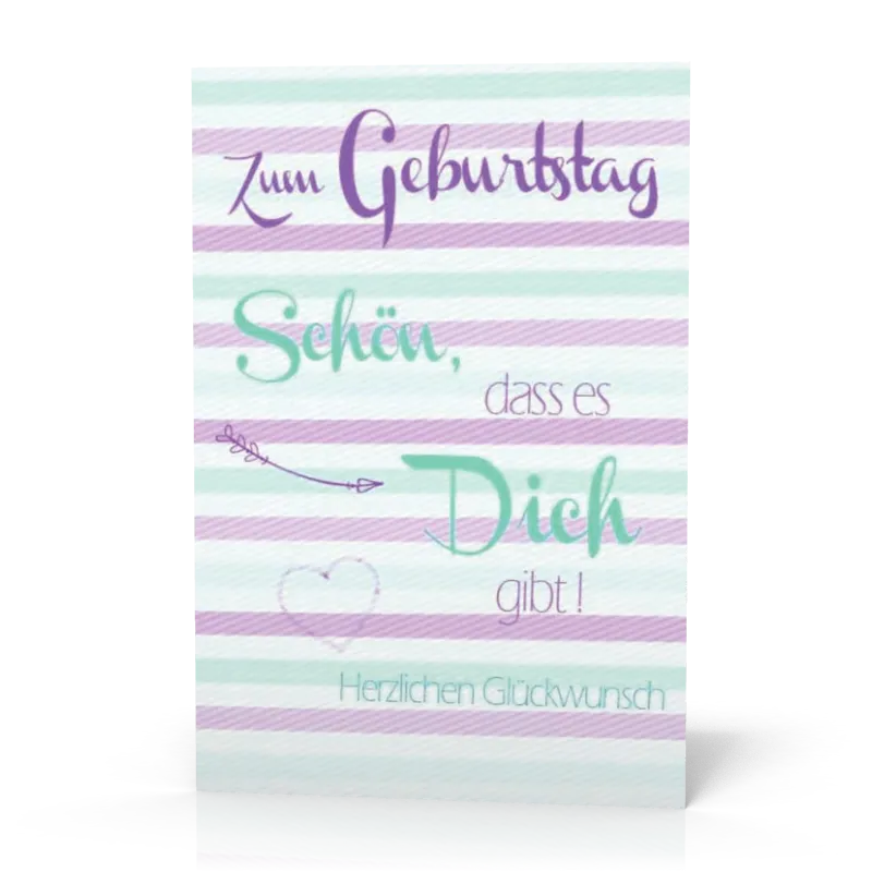 Doppelkarte Geb. Streifen lila-türkis PG11