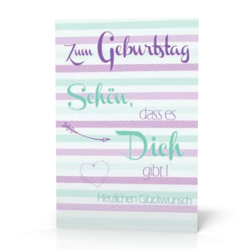 Doppelkarte Geb. Streifen lila-türkis PG11