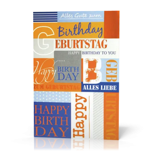 Doppelkarte Birthday orange-blau PG5