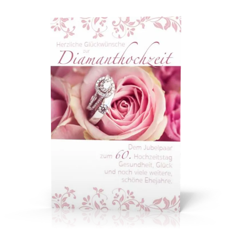 Doppelkarte Diamantringe + rosa Rose PG4