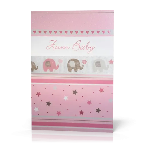 Doppelkarte Herzchen Sternchen rosa PG6