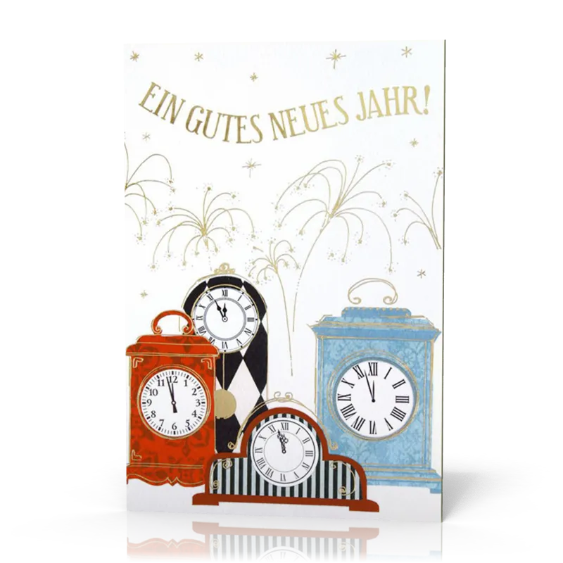 Doppelkarte Weihnachten Nostalgie Uhren PG5