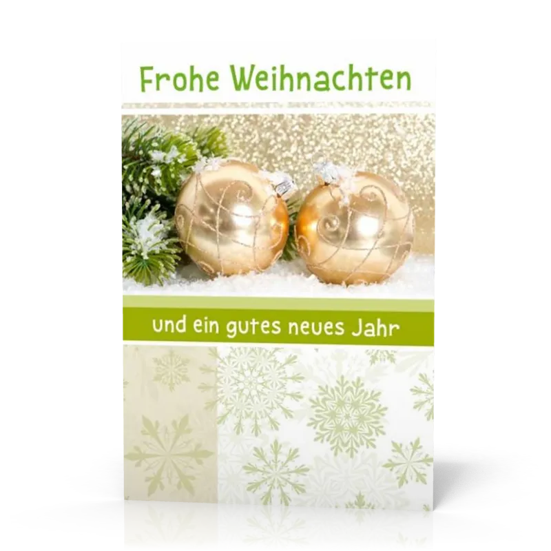 Doppelkarte Weihnachten Goldkugeln PG4