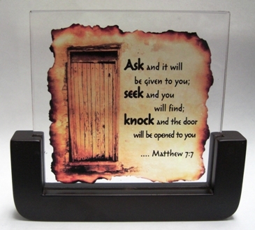 Plaque cristal "Ask" - Matthew 7:7