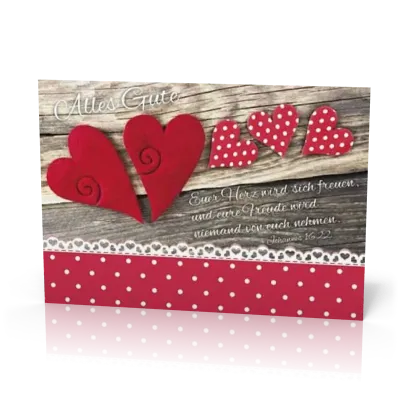 Doppelkarte Geburtstag Rote Herzen