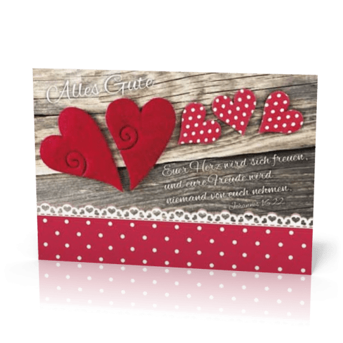 Doppelkarte Geburtstag Rote Herzen