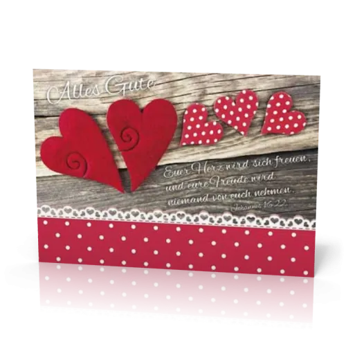 Doppelkarte Geburtstag Rote Herzen