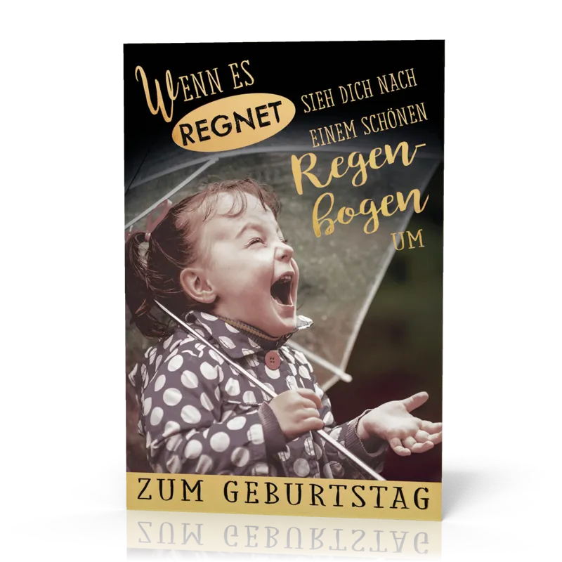 Faltkarte Kind mit Regenschirm