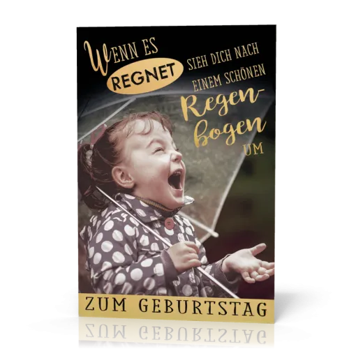 Faltkarte Kind mit Regenschirm