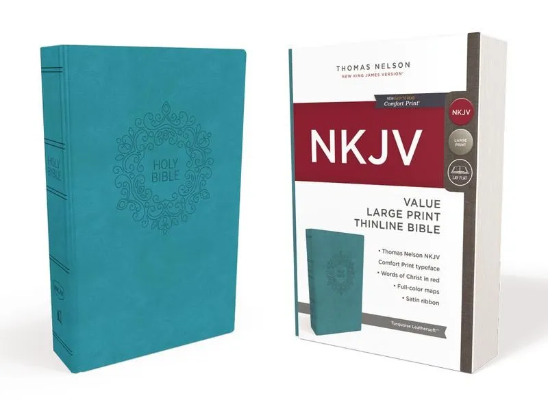Anglais, Bible, New King James Version, gros caractères, similicuir, bleue