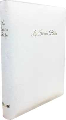 Bible Segond 1910, gros caractères, blanche - couverture souple, fibrocuir, avec zipper, tranche...