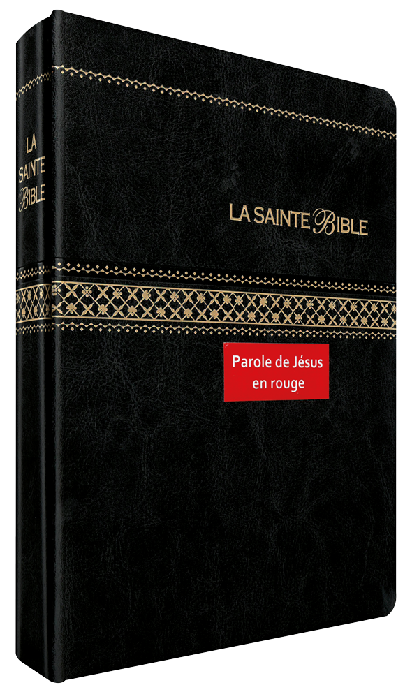 Bible Segond 1910, gros caractères, noire - couverture souple, tranche or avec onglets, paroles...