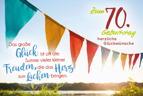 Doppelkarte 70 Bunte Fähnchen