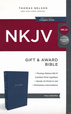 Anglais, Bible, New king james Version, Gift & Award, similicuir, bleu-marine