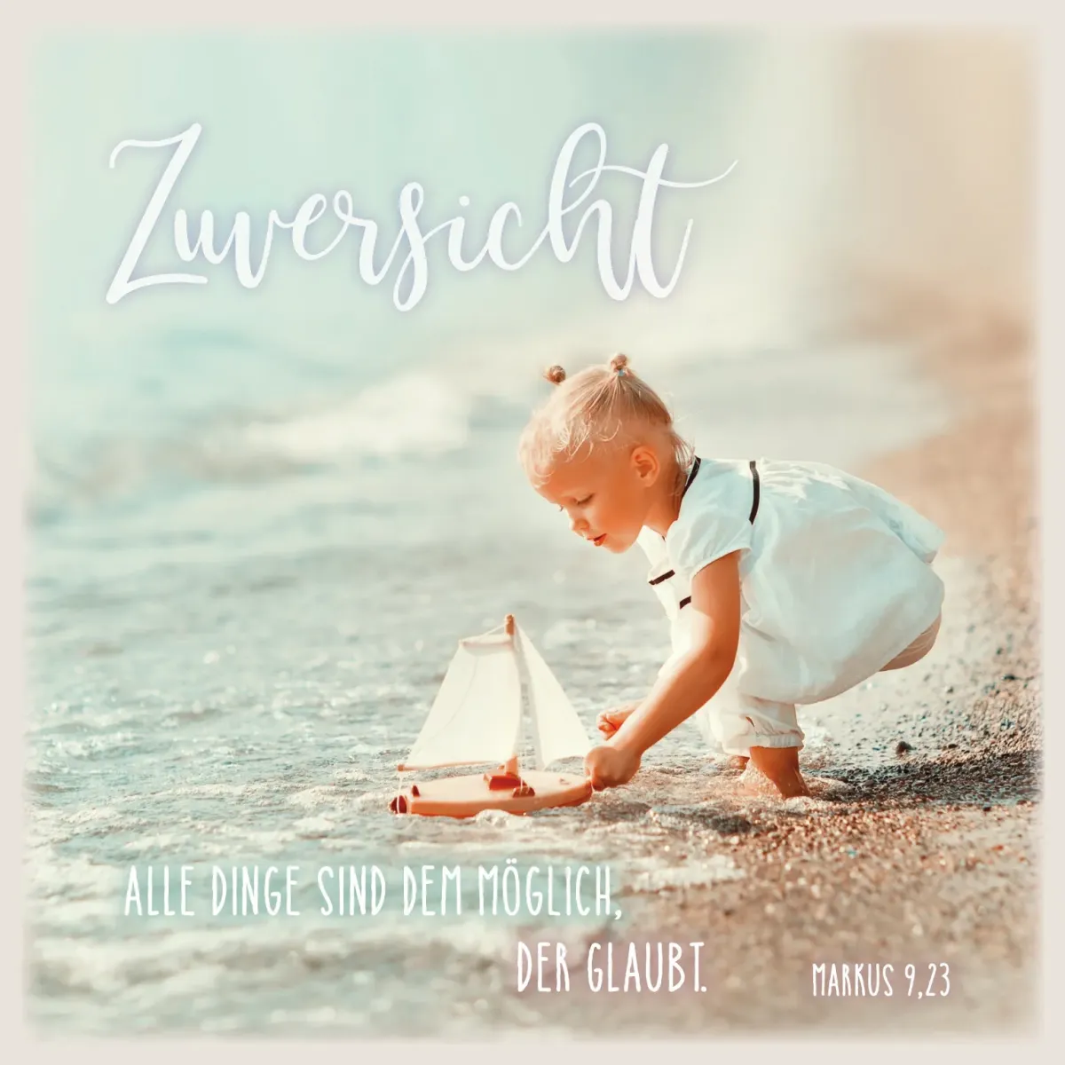 Metalltafel Zuversicht Mädchen - 13 x 13 cm