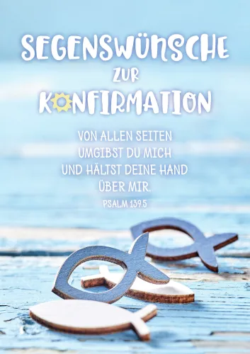 Doppelkarte Einsegnung Holzfische